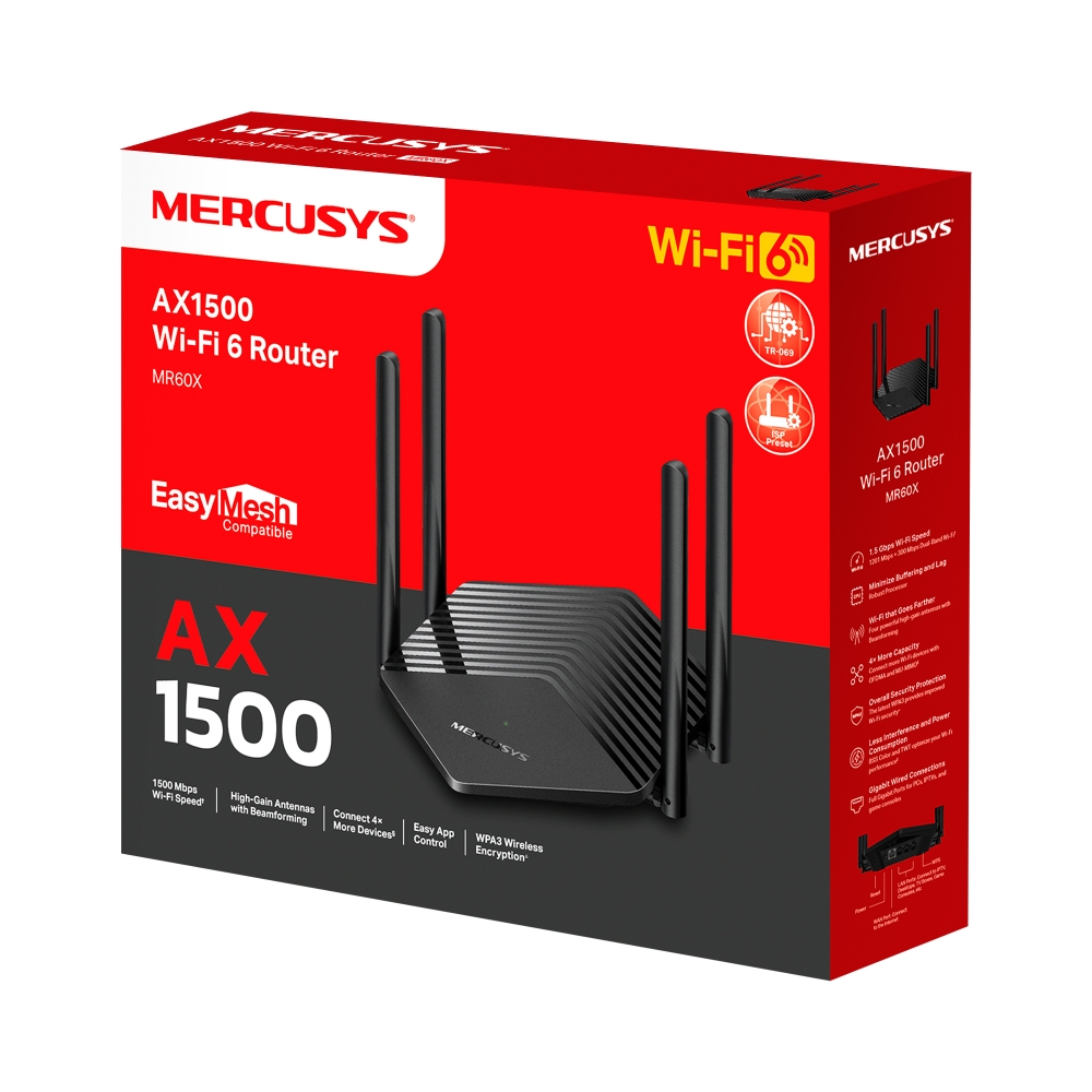 [NWMEMR60X] ROUTER INALAMBRICO DUAL BAND AX1500 MR60X MERCUSYS WI-FI 6