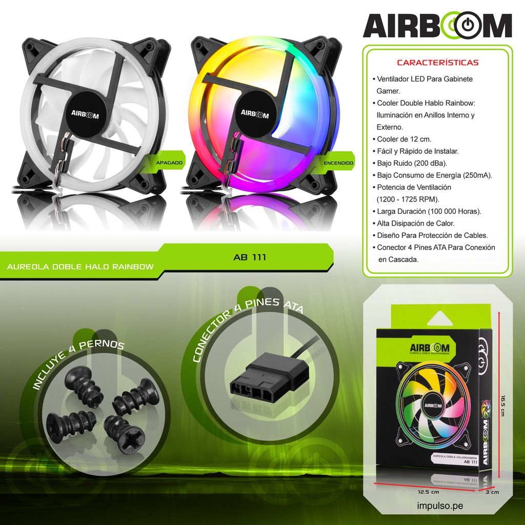 [ACCCOLAUAB111] FAN COOL AUREOLA DOBLE HALO  AB-111 RGB 18CM