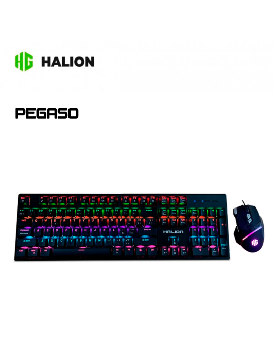 [KBMSHA861C] KIT GAMER 2 EN 1 MECANICO HALION PEGASO HA-861C RAINBOW MOUSE 7200DPI RGB
