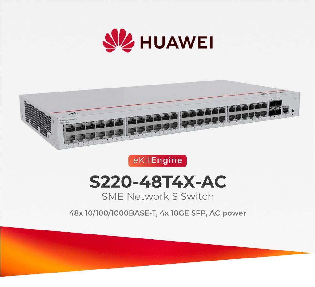 [SWHUS22048T4X] SWITCH HUAWEI EKITENGINE S220-48T4X 48PTS GIGABIT 4PT SFP 10GE